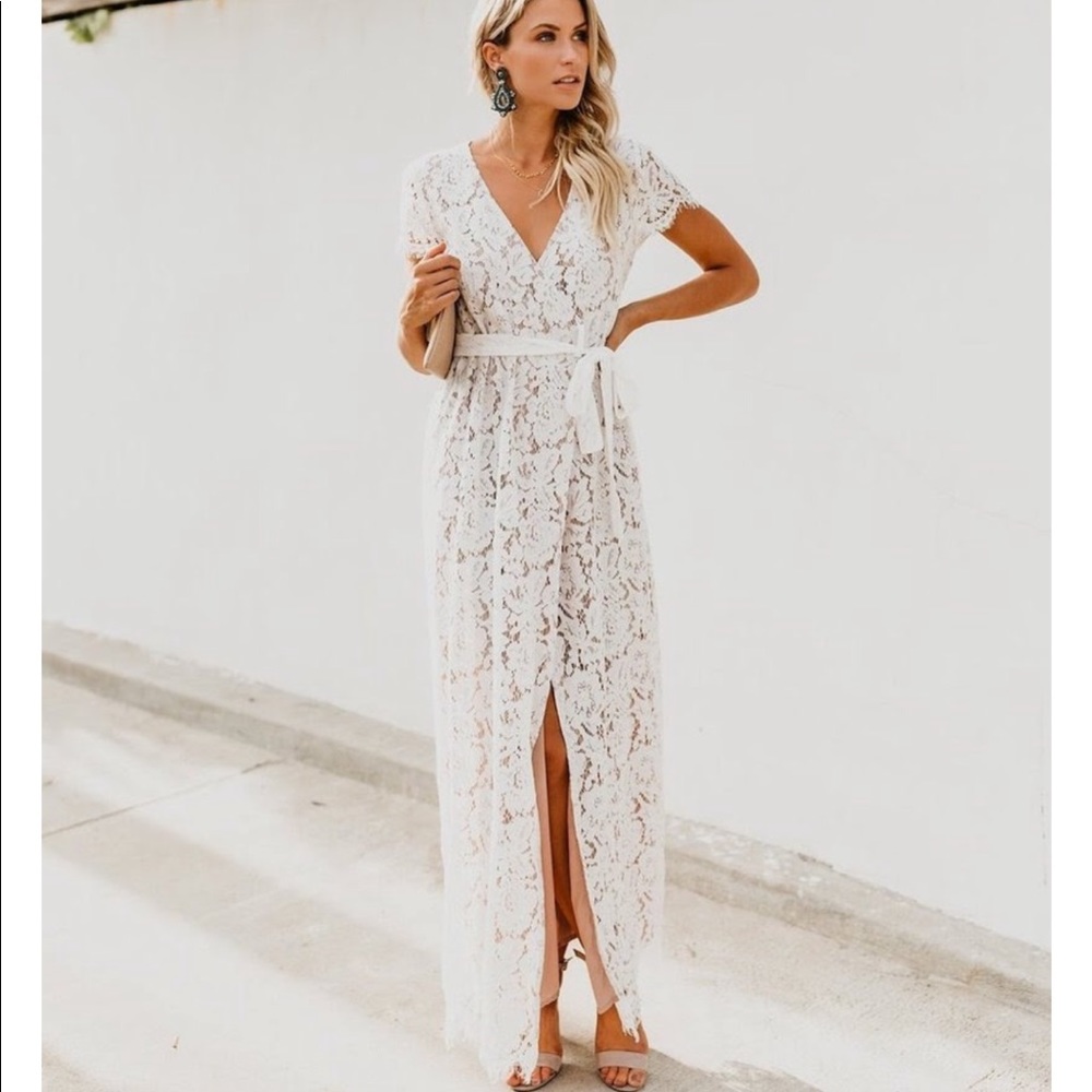 Vici Collection Calla Lace Wrap Maxi Dress